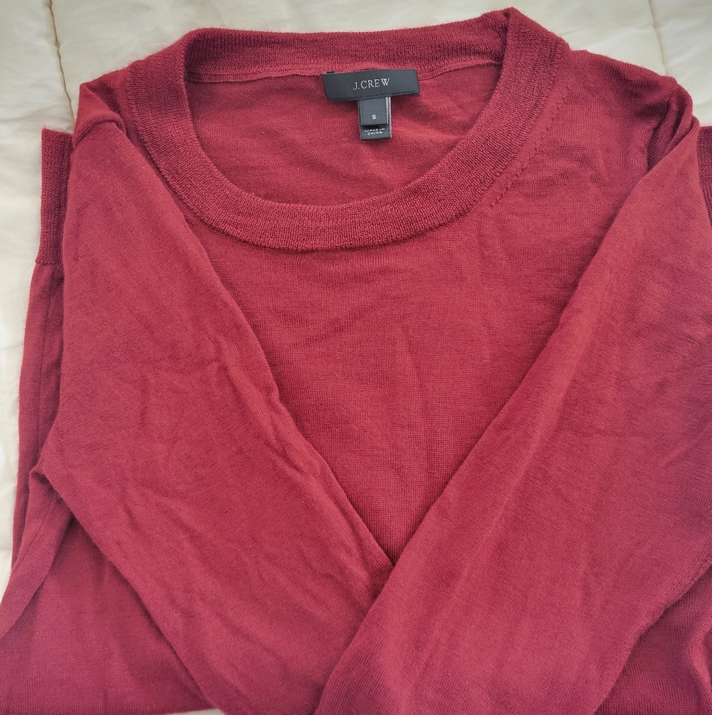 J. Crew 100% merino wool Women's Red Crew Neck Sweater